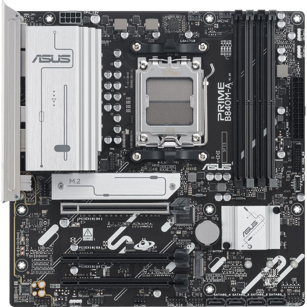 Материнская плата ASUS PRIME B840M-A-CSM AM5 mATX 4xDDR5 3xPCIEx16 3xM.2 USB-C 2xDP HDMI 2.5GLAN (90MB1J10-M0EAYC)