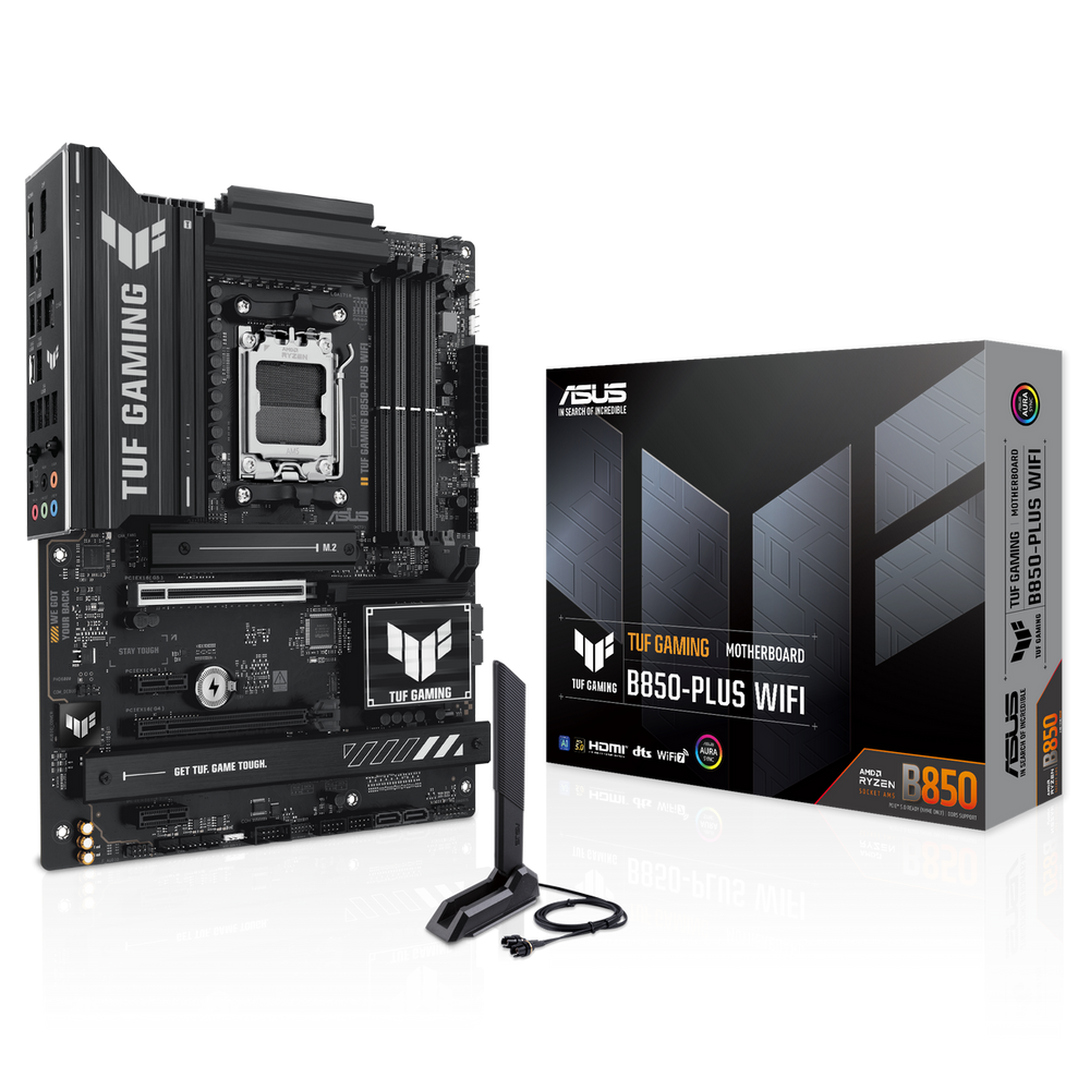 Материнская плата ASUS TUF GAMING B850-PLUS WIFI AM5 ATX 4xDDR5 2xPCIEx16 2xPCIEx1 3xM.2 USB-C DP HDMI 2.5GLAN Wi-Fi 7 (90MB1J30-M0EAY0)