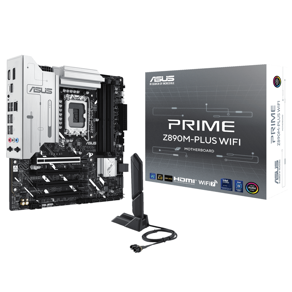 Материнская плата ASUS PRIME Z890M-PLUS WIFI LGA1851 mATX 4xDDR5 4xPCIEx16 3xM.2 USB-C DP HDMI 2.5GLAN Wi-Fi 7 (90MB1J80-M0EAY0)