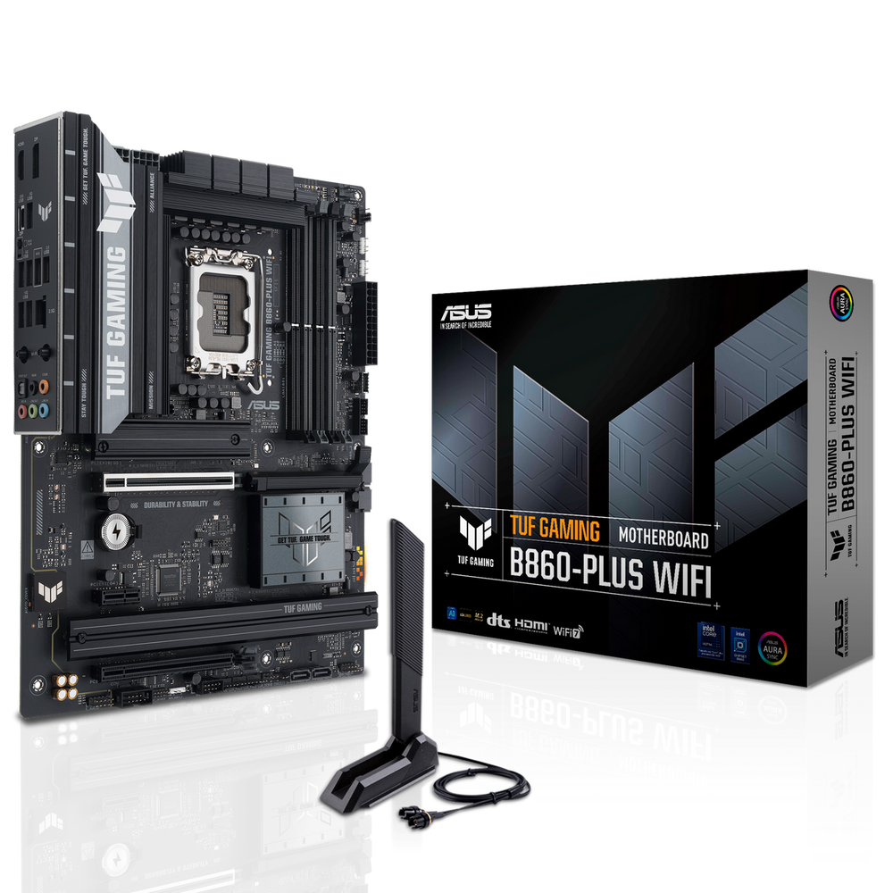 Материнская плата ASUS TUF GAMING B860-PLUS WIFI LGA1851 ATX 4xDDR5 2xPCIEx16 PCIEx1 3xM.2 USB-C DP HDMI 2.5GLAN Wi-Fi 7 (90MB1JL0-M0EAY0)