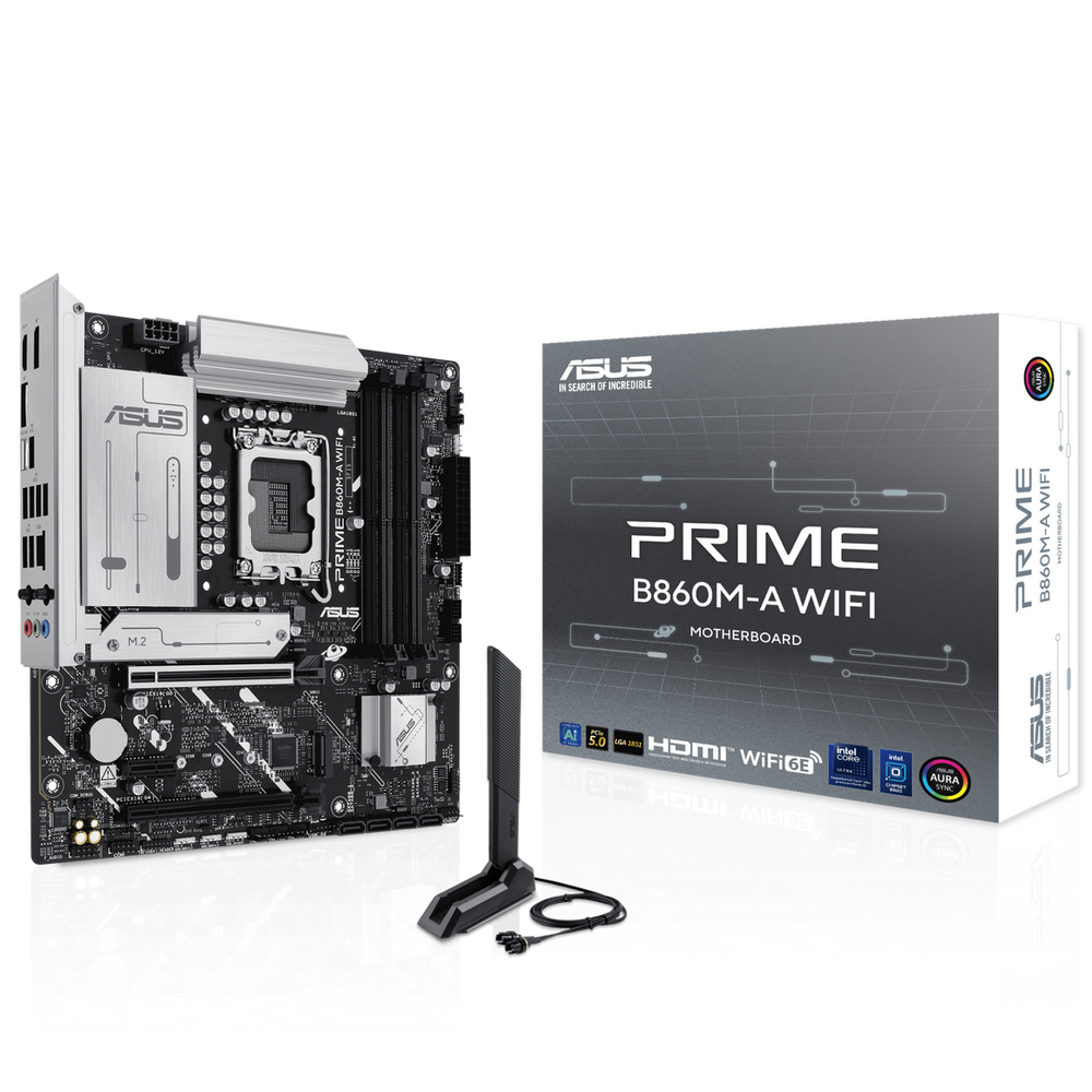 Материнская плата ASUS PRIME B860M-A WIFI LGA1851 mATX 4xDDR5 2xPCIEx16 PCIEx1 2xM.2 USB-C 2xDP HDMI 2.5GLAN Wi-Fi 6Е (90MB1JY0-M0EAY0)