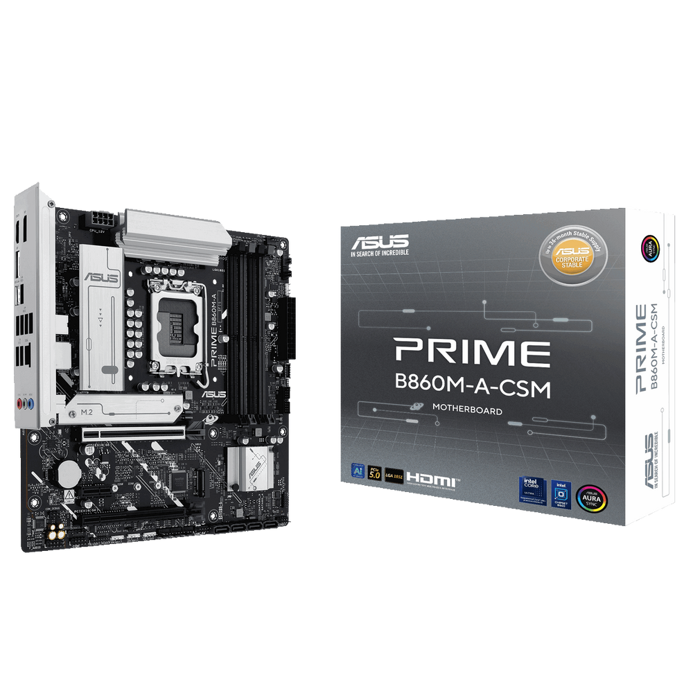 Материнская плата ASUS PRIME B860M-A-CSM LGA1851 mATX 4xDDR5 2xPCIEx16 PCIEx1 2xM.2 USB-C 2xDP HDMI 2.5GLAN (90MB1K00-M0EAYC)