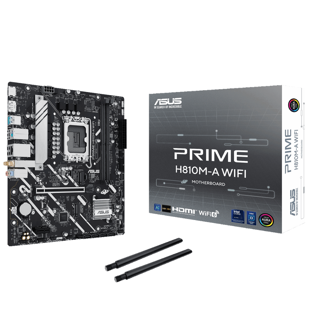 Материнская плата ASUS PRIME H810M-A WIFI LGA1851 mATX 2xDDR5 PCIEx16 PCIEx1 2xM.2 DP HDMI GLAN Wi-Fi 6 (90MB1KJ0-M0EAY0)