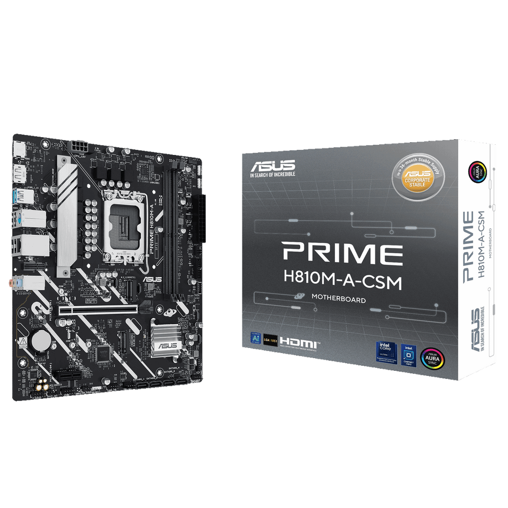 Материнская плата ASUS PRIME H810M-A-CSM LGA1851 mATX 2xDDR5 PCIEx16 PCIEx1 2xM.2 DP HDMI GLAN (90MB1KK0-M0EAYC)