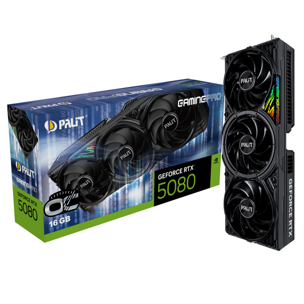 Видеокарта Palit RTX5080 GAMINGPRO OC 16GB GDDR7 256bit 3xDP HDMI 3FAN RTL (NE75080S19T2-GB2031A)