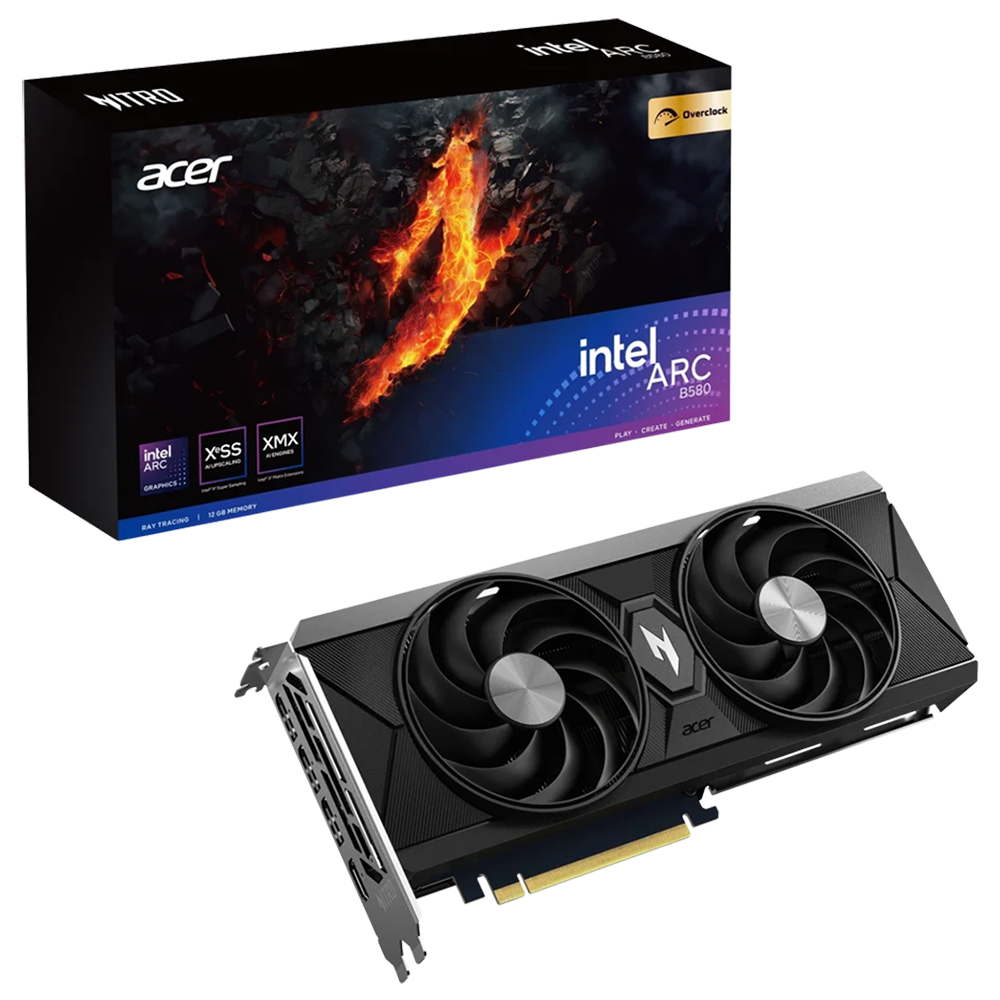 Видеокарта Acer B580 NITRO OC 12GB GDDR6 192bit 3xDP HDMI 2FAN RTL (DP.Z4BWW.P01)