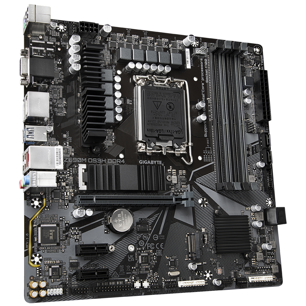 Материнская плата Gigabyte OEM Z690M DS3H DDR4, Socket 1700, Intel®Z690, 4xDDR4-3200, D-SUB+HDMI+DP+DP, 1xPCI-Ex16, 2xPCI-Ex1, 4xSATA3(RAID 0/1/5/10), 2xM.2, 8Ch Audio, 2,5GbLan (Z690M DS3H DDR4||oem)