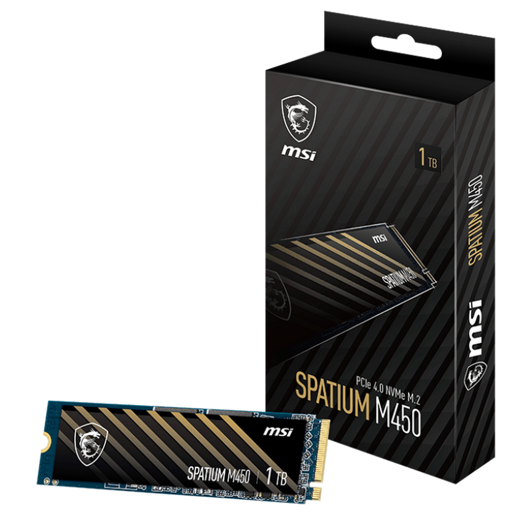 Твердотельный накопитель SSD MSI M.2 2280 1TB SPATIUM M450 Client  S78-440L0M0-P83, PCIe Gen4x4 with NVMe,  3D TLC, R/ W 3400/ 2500