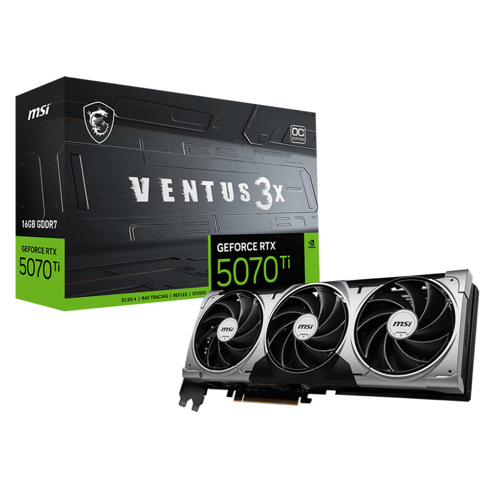 Видеокарта MSI RTX5070Ti 16G VENTUS 3X OC 16GB GDDR7 256bit 3xDP HDMI 3FAN RTL (RTX 5070 Ti 16G VENTUS 3X OC)