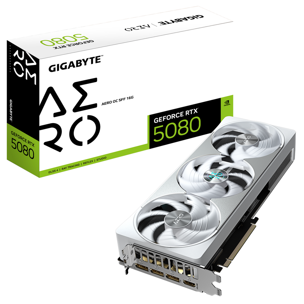 Видеокарта Gigabyte RTX5080 AERO OC SFF 16GB GDDR7 256bit 3xDP HDMI 3FAN RTL (GV-N5080AERO OC-16GD)