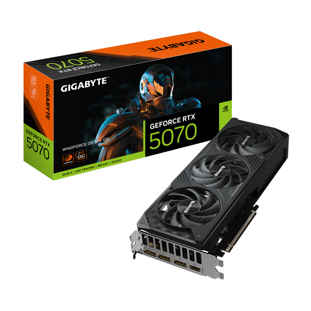 Видеокарта Gigabyte RTX5070 WINDFORCE OC SFF 12GB GDDR7 192bit 3xDP HDMI 3FAN RTL (GV-N5070WF3OC-12GD)