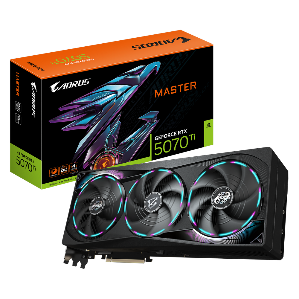Видеокарта Gigabyte RTX5070Ti MASTER 16GB GDDR7 256bit 3xDP HDMI 3FAN RTL (GV-N507TAORUS M-16GD)