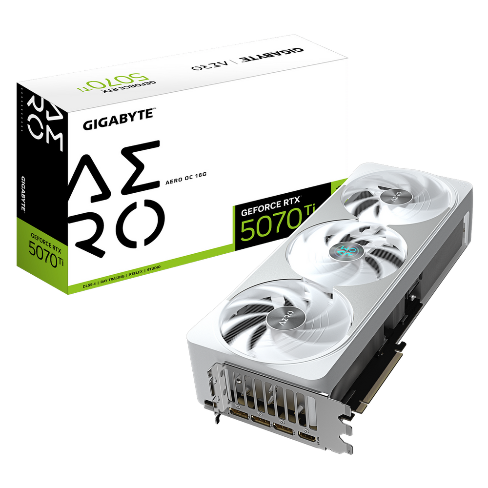 Видеокарта Gigabyte RTX5070Ti AERO OC 16GB GDDR7 256bit 3xDP HDMI 3FAN RTL (GV-N507TAERO OC-16GD)