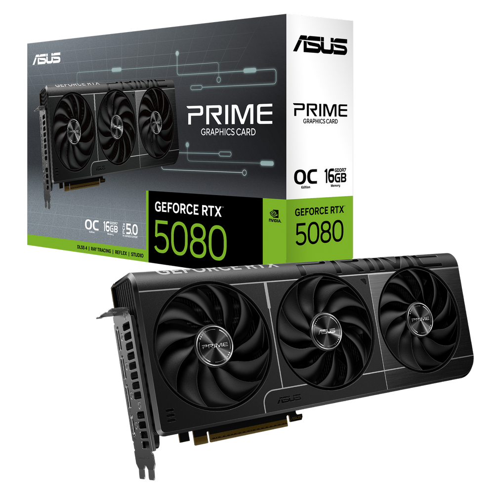 Видеокарта ASUS RTX5080 PRIME OC 16GB GDDR7 256bit 3xDP HDMI 3FAN RTL [PRIME-RTX5080-O16G] (90YV0LX0-M0NA00)