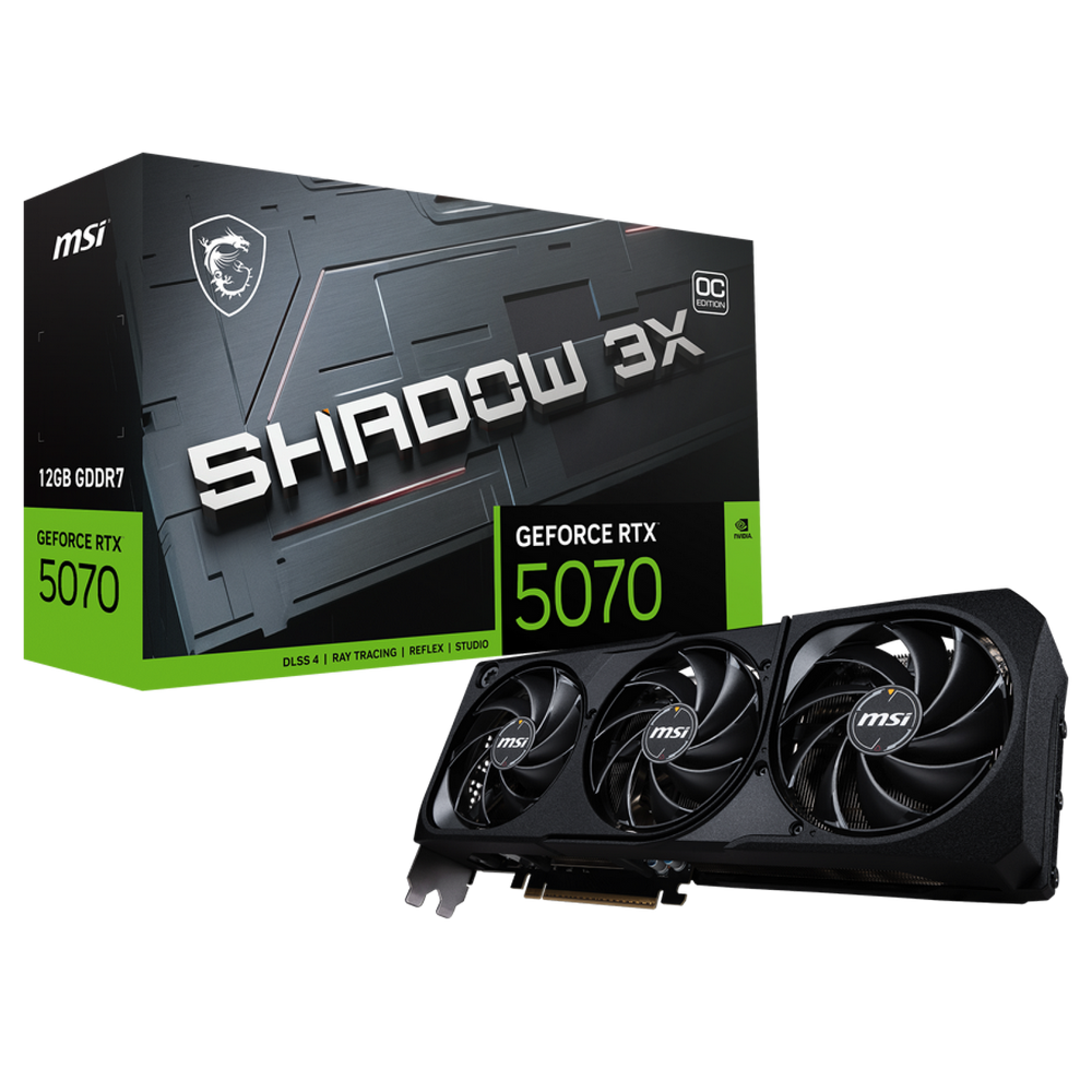 Видеокарта MSI RTX5070 SHADOW 3X OC 12GB GDDR7 192bit 3xDP HDMI 3FAN RTL (RTX 5070 12G SHADOW 3X OC)