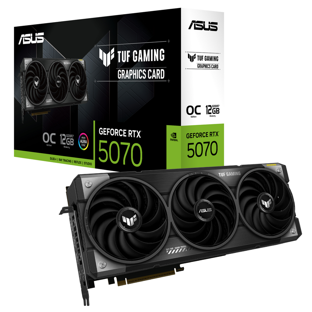 Видеокарта ASUS RTX5070 TUF GAMING 12GB GDDR7 192bit 3xDP 2xHDMI 3FAN RTL [TUF-RTX5070-O12G-GAMING] (90YV0LZ0-M0NA00)