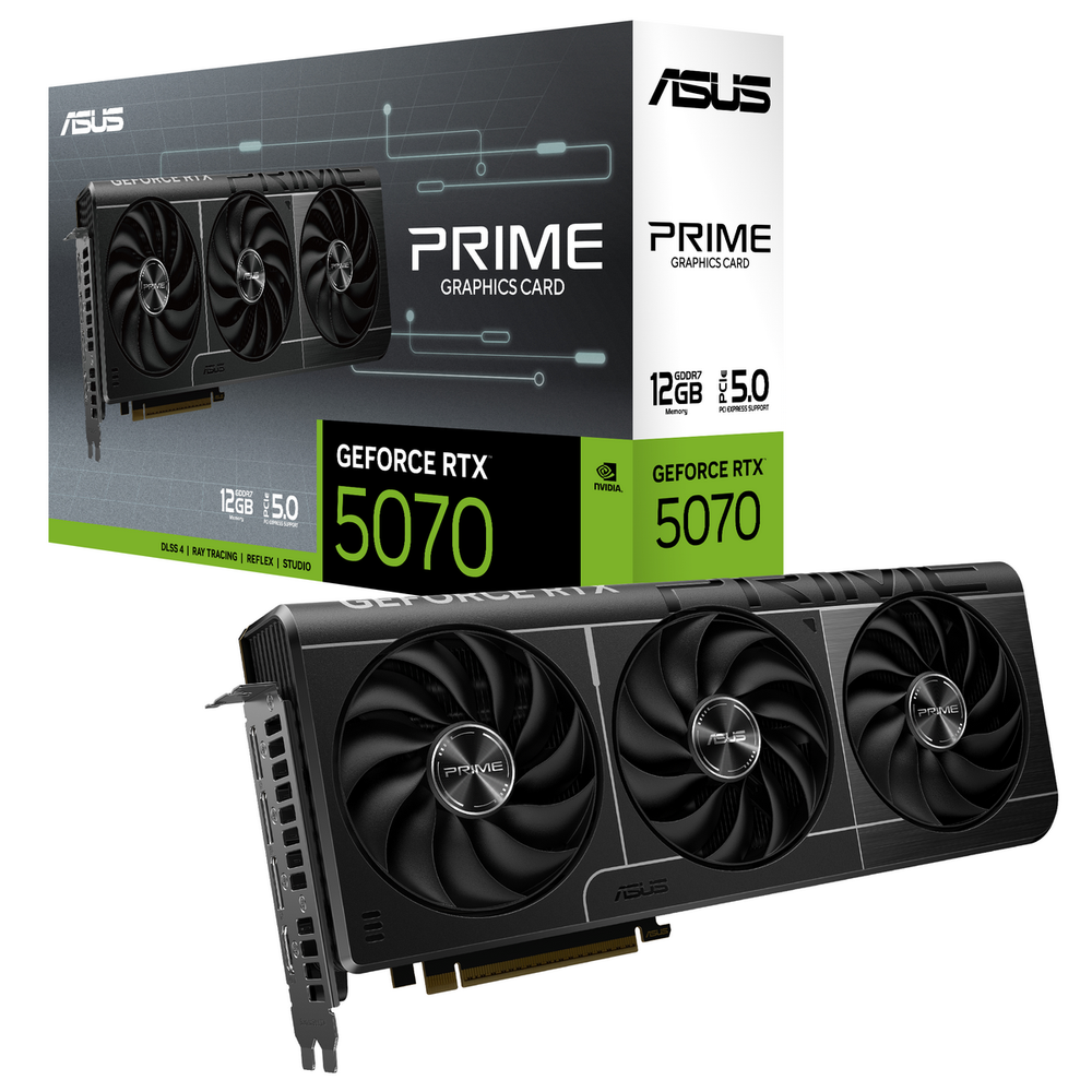 Видеокарта ASUS RTX5070 PRIME 12GB GDDR7 192bit 3xDP HDMI 3FAN RTL [PRIME-RTX5070-12G] (90YV0M11-M0NA00)