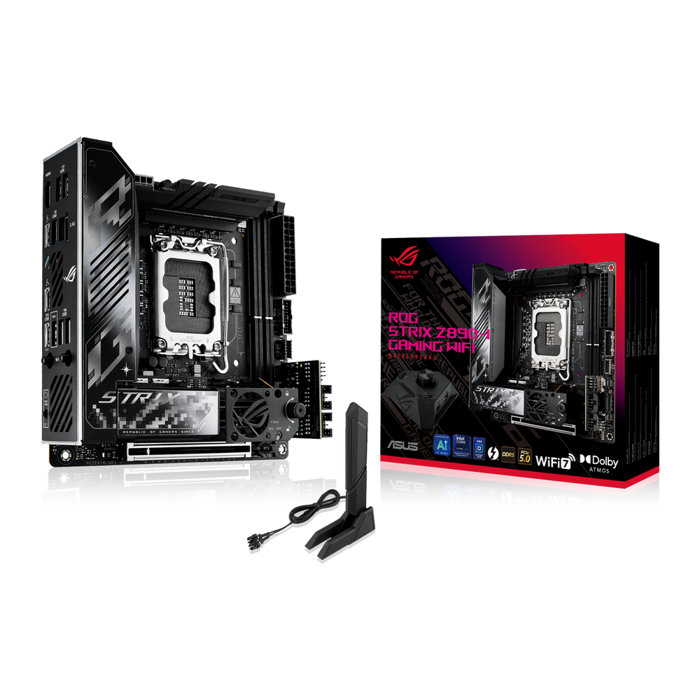 Материнская плата ASUS ROG STRIX Z890-I GAMING WIFI LGA1851 mini-ITX 2xDDR5 PCIEx16 2xM.2 2xThunderbolt USB-C HDMI 2.5GLAN Wi-Fi 7 (90MB1IC0-M0EAY1)