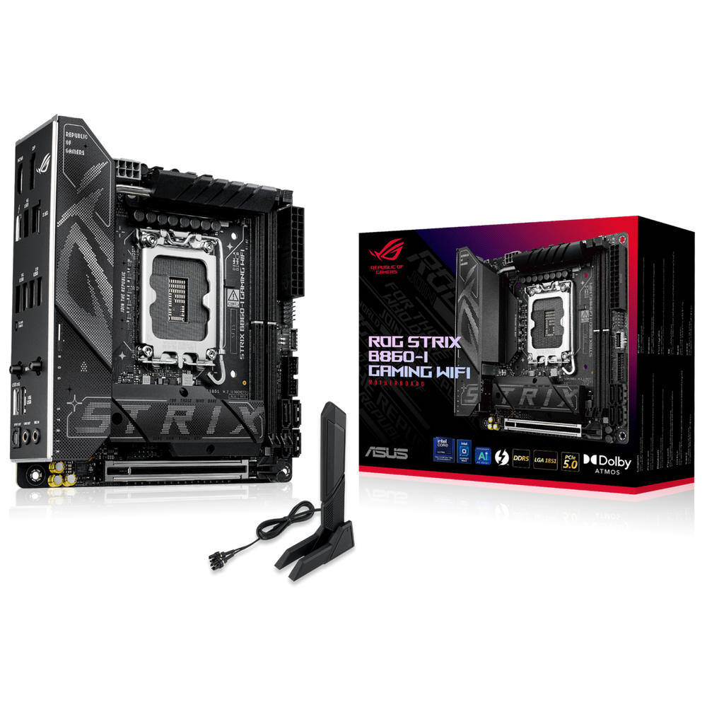 Материнская плата ASUS ROG STRIX B860-I GAMING WIFI LGA1851 mini-ITX 2xDDR5 PCIEx16 2xM.2 Thunderbolt USB-C DP HDMI 2.5GLAN Wi-Fi 7 (90MB1JB0-M0EAY0)