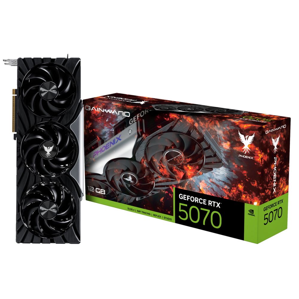 Видеокарта Gainward RTX5070 PHOENIX 12GB GDDR7 192bit 3xDP HDMI 3FAN RTL (NE75070019K9-GB2050X)