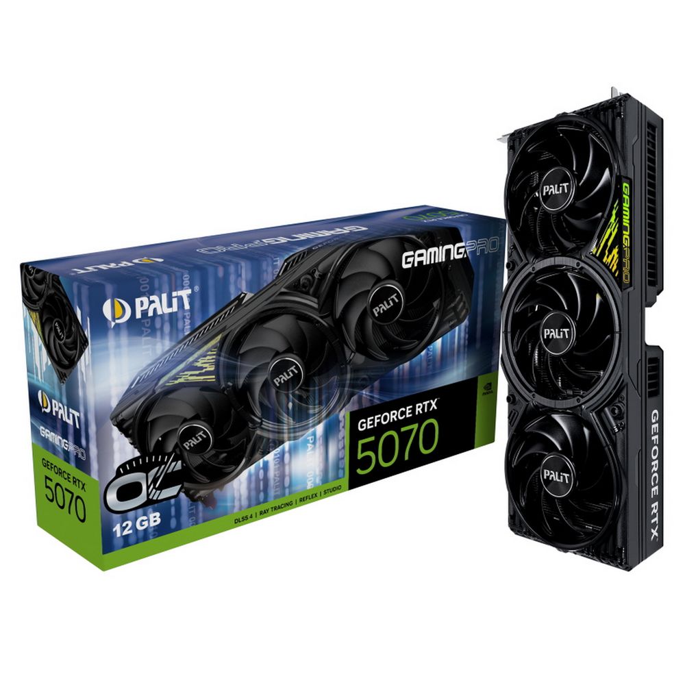 Видеокарта Palit RTX5070 GAMINGPRO OC 12GB GDDR7 192bit 3xDP HDMI 3FAN RTL (NE75070T19K9-GB2050A)