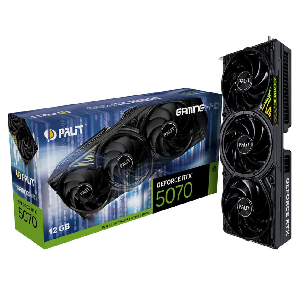 Видеокарта Palit RTX5070 GAMINGPRO 12GB GDDR7 192bit 3xDP HDMI 3FAN RTL (NE75070019K9-GB2050A)