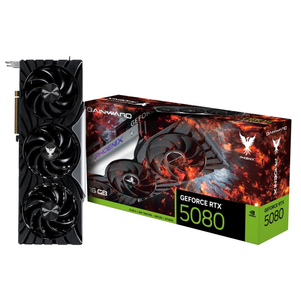 Видеокарта Gainward RTX5080 PHOENIX 16GB GDDR7 256bit 3xDP HDMI 3FAN RTL (NE75080019T2-GB2031X)