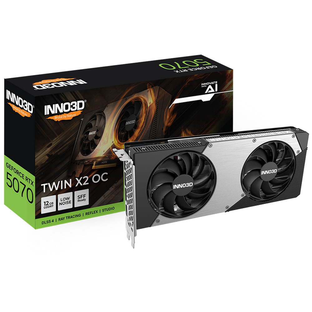 Видеокарта INNO3D RTX5070 TWIN X2 ОС 12GB GDDR7 192bit 3xDP HDMI 2FAN RTL (N50702-12D7X-195064N)