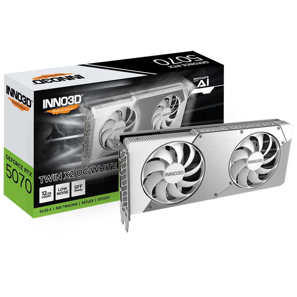 Видеокарта INNO3D RTX5070 TWIN X2 ОС WHITE 12GB GDDR7 192bit 3xDP HDMI 2FAN RTL (N50702-12D7X-195064W)