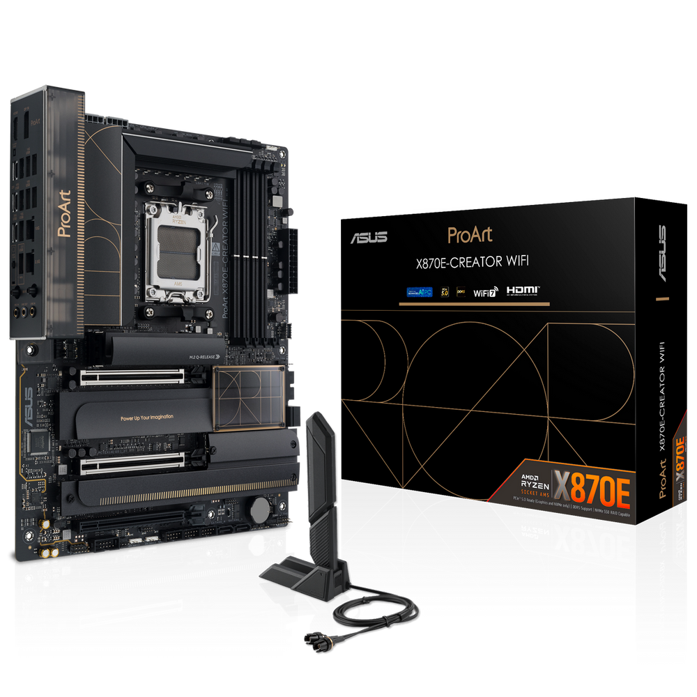 Материнская плата ASUS PROART X870E-CREATOR WIFI AM5 ATX 4xDDR5 3xPCIEx16 4xM.2 3xUSB-C DP HDMI 2.5GLAN 10GLAN Wi-Fi 7 (90MB1IG0-M0EAY0)