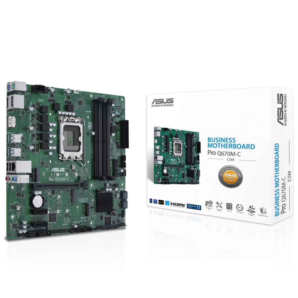 Материнская плата ASUS PRO Q670M-C-CSM LGA1700 mATX 4xDDR5 PCIEx16 2xPCIEx1 1xM.2 2xDP HDMI GLAN (90MB19E0-M2EAYC)
