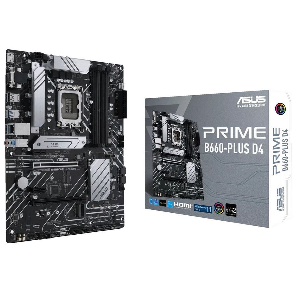 Материнская плата ASUS PRIME B660-PLUS D4 LGA 1700 ATX 4xDDR4 2xPCIEx16  2xPCIEx1 3xM.2 USB-C DP HDMI VGA 2.5GLAN (90MB18X0-M1EAY0)