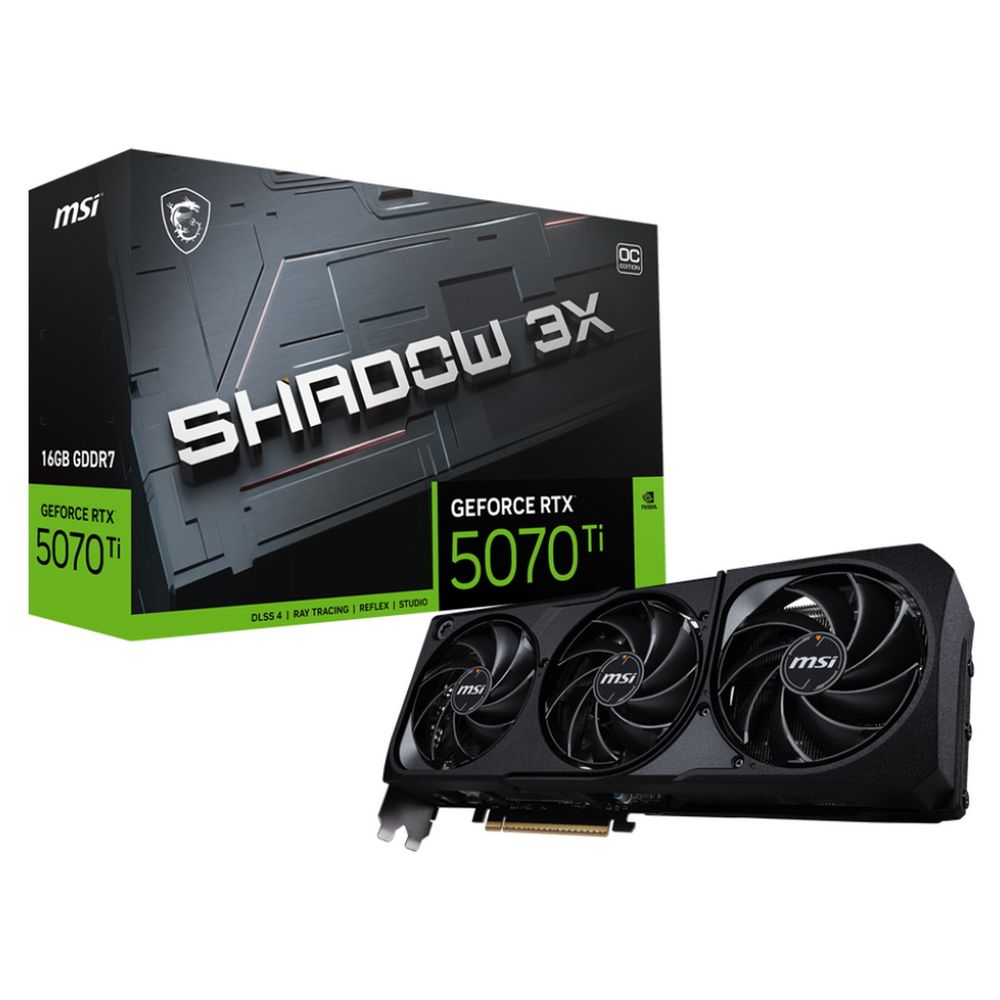 Видеокарта MSI RTX5070Ti SHADOW 3X OC 16GB GDDR7 256bit 3xDP HDMI 3FAN RTL (RTX 5070 Ti 16G SHADOW 3X OC)