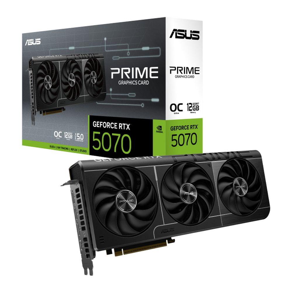 Видеокарта ASUS RTX5070 PRIME OC 12GB GDDR7 192bit 3xDP HDMI 3FAN RTL [PRIME-RTX5070-O12G] (90YV0M10-M0NA00)