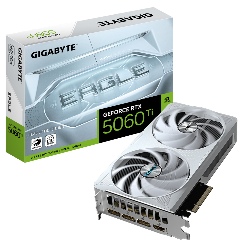Видеокарта Gigabyte RTX5060Ti EAGLE OC ICE 16GB GDDR7 128bit 3xDP HDMI 2FAN RTL (GV-N506TEAGLEOC ICE-16GD)