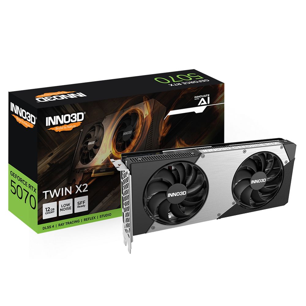 Видеокарта INNO3D RTX5070 TWIN X2 12GB GDDR7 192bit 3xDP HDMI 3FAN RTL (N50702-12D7-195064N)
