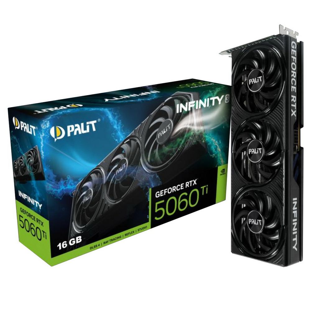 Видеокарта Palit RTX5060Ti INFINITY 3 16GB GDDR7 128bit 3xDP HDMI 3FAN RTL (NE7506T019T1-GB2061S)