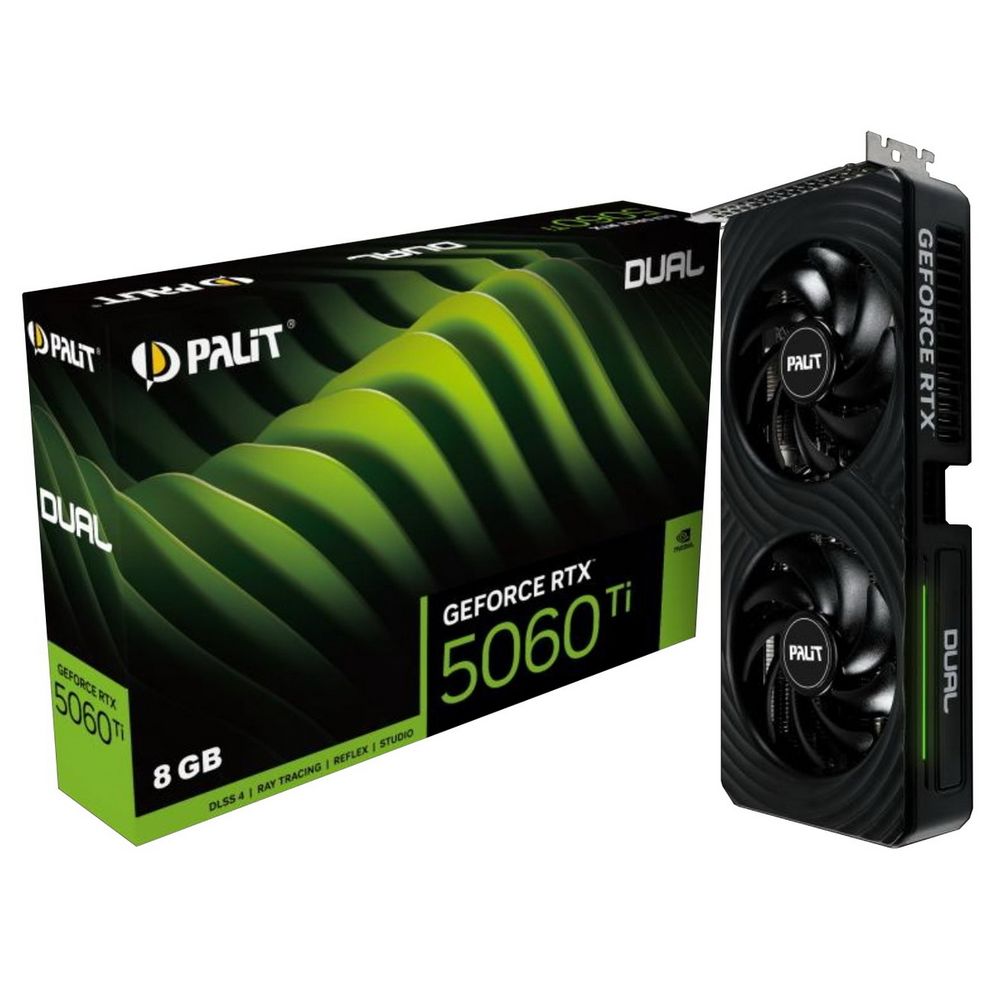 Видеокарта Palit RTX5060Ti DUAL 8GB GDDR7 128bit 3xDP HDMI 2FAN RTL (NE7506T019P1-GB2062D)