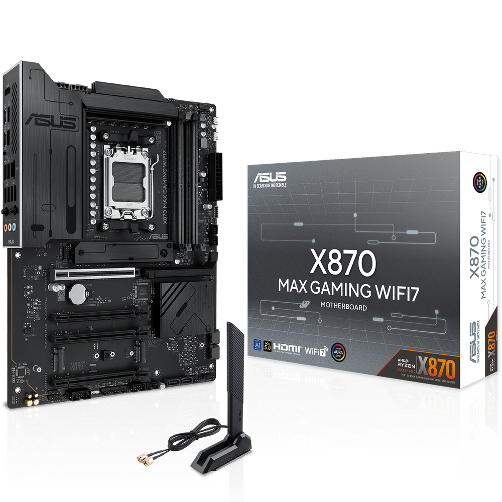 Материнская плата ASUS X870 MAX GAMING WIFI7 AM5 ATX 4xDDR5 4хPCIEx16 PCIEx1 4xM.2 2xUSB-C HDMI 2.5GLAN Wi-Fi 7 (90MB1LY0-M0EAY0)