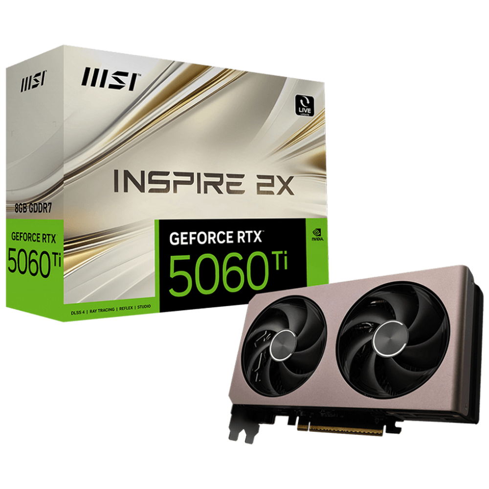 Видеокарта MSI RTX5060Ti INSPIRE 2X OC 8GB GDDR7 128bit 3xDP HDMI 2FAN RTL (RTX 5060 Ti 8G INSPIRE 2X OC)