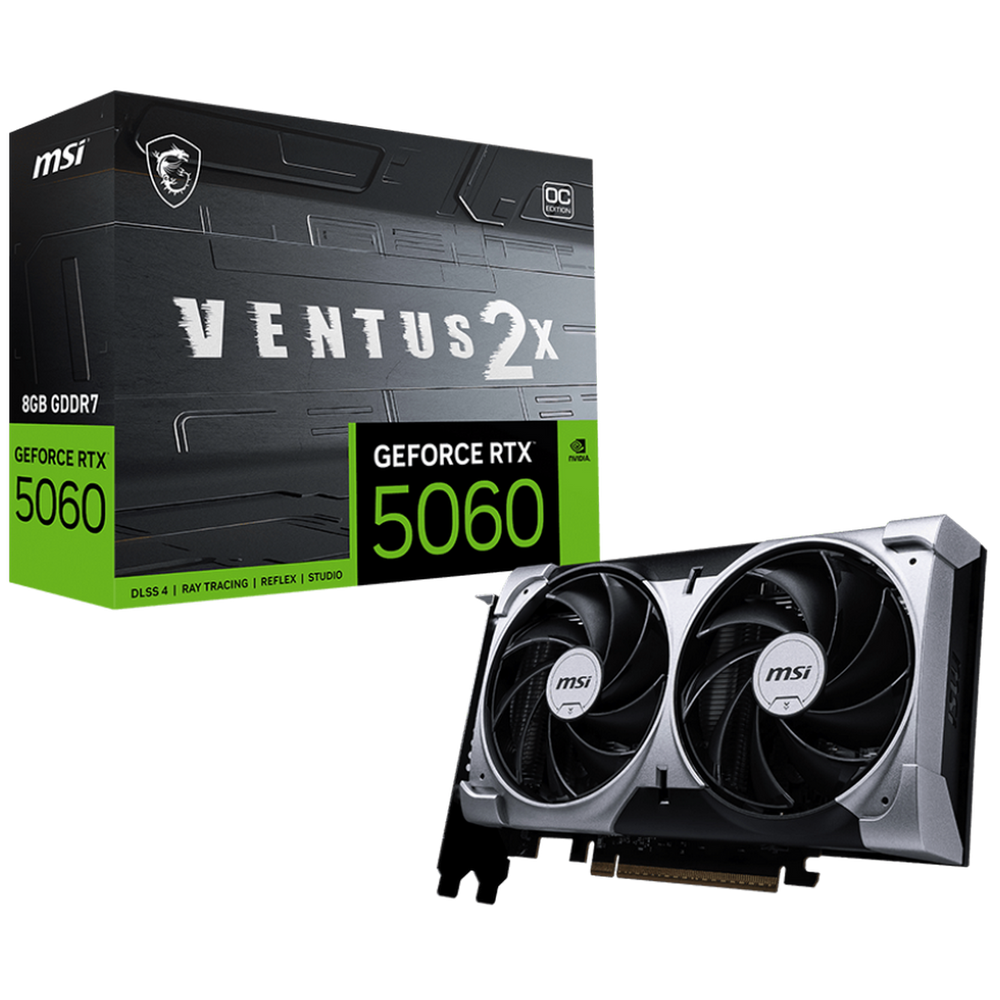 Видеокарта MSI RTX5060 VENTUS 2X OC 8GB GDDR7 128bit 3xDP HDMI 2FAN RTL (RTX 5060 8G VENTUS 2X OC)