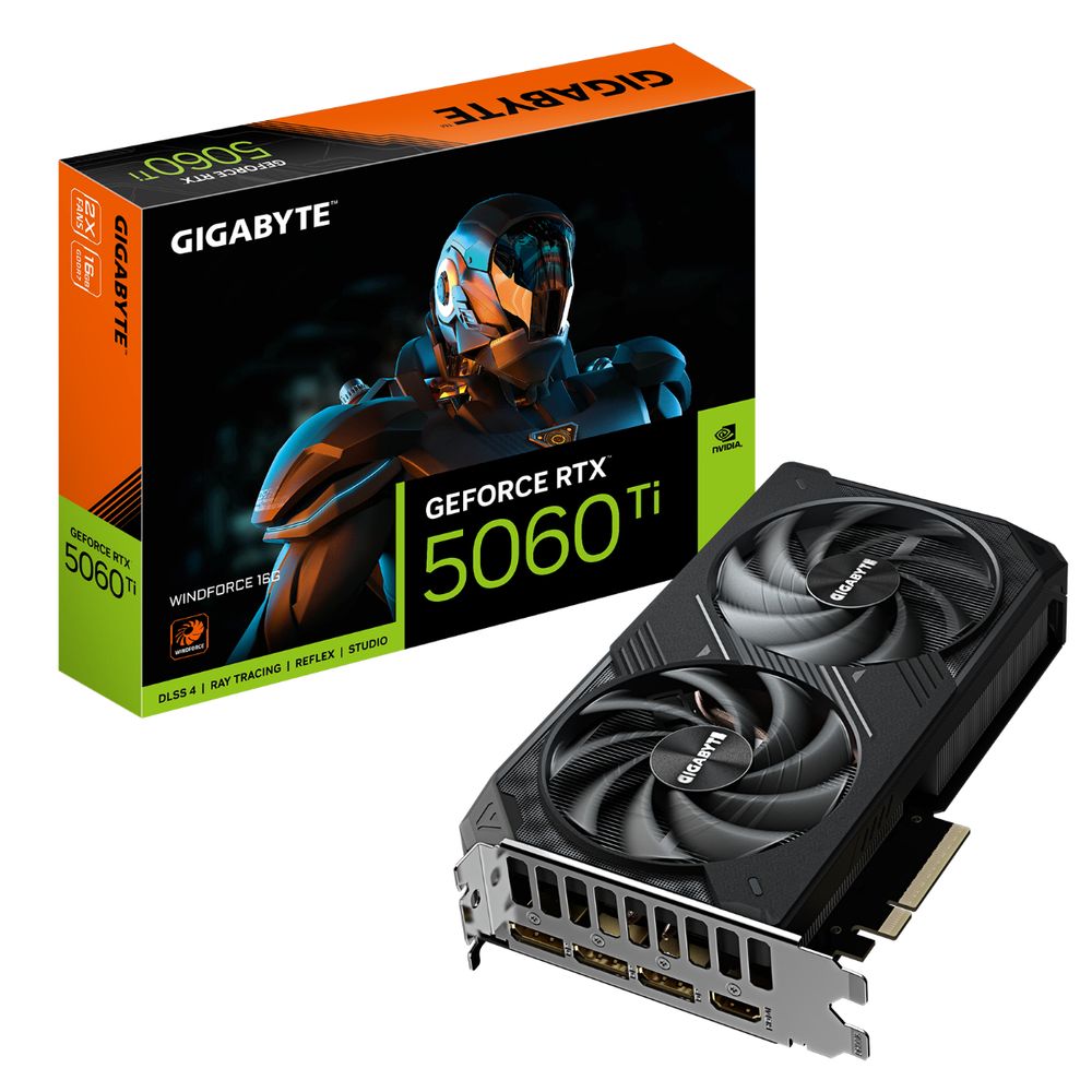 Видеокарта Gigabyte RTX5060Ti WINDFORCE 16GB GDDR7 128bit 3xDP HDMI 2FAN RTL (GV-N506TWF2-16GD)