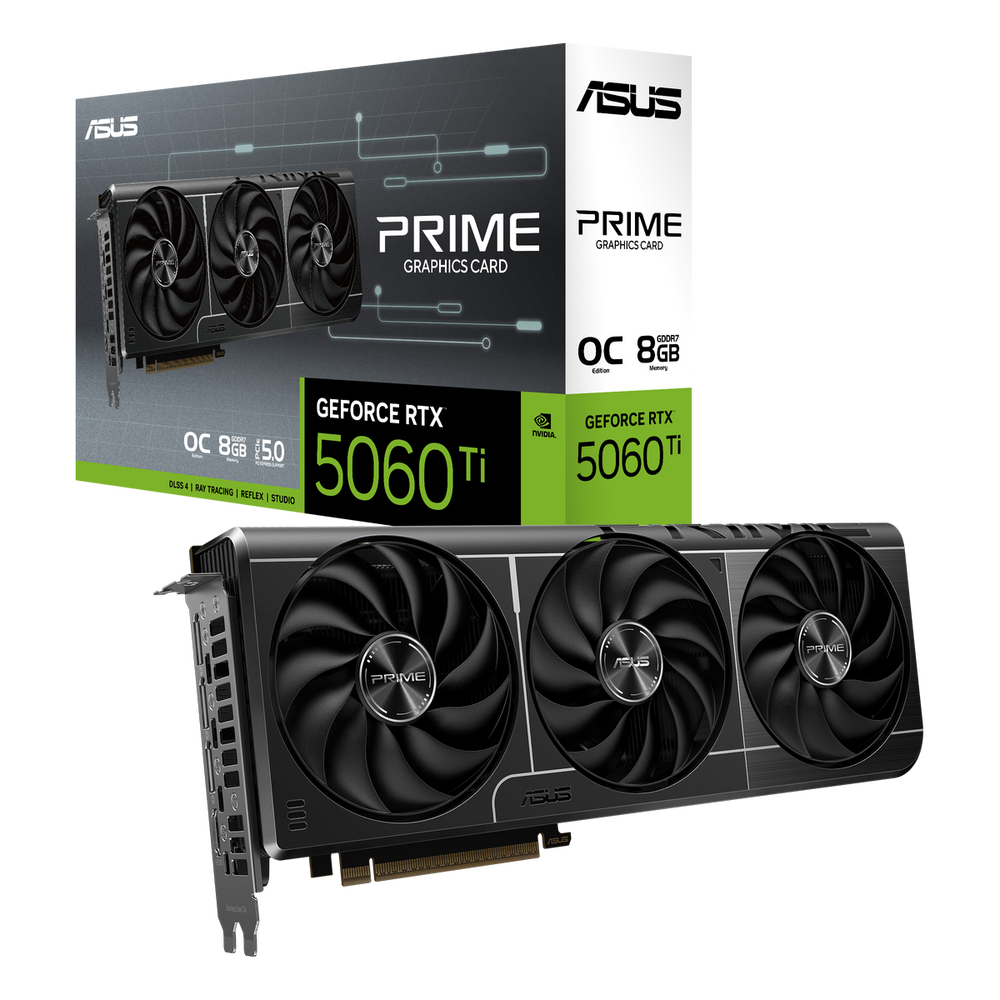 Видеокарта ASUS RTX5060Ti PRIME OC 8GB GDDR7 128bit 3xDP HDMI 3FAN RTL [PRIME-RTX5060TI-O8G] (90YV0MP0-M0NA00)