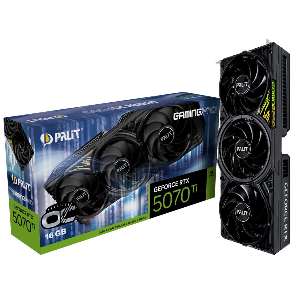 Видеокарта Palit RTX5070Ti GAMINGPRO OC V1 16GB GDDR7 256bit 3xDP HDMI 3FAN RTL (NE7507TS19T2-GB2031Y)