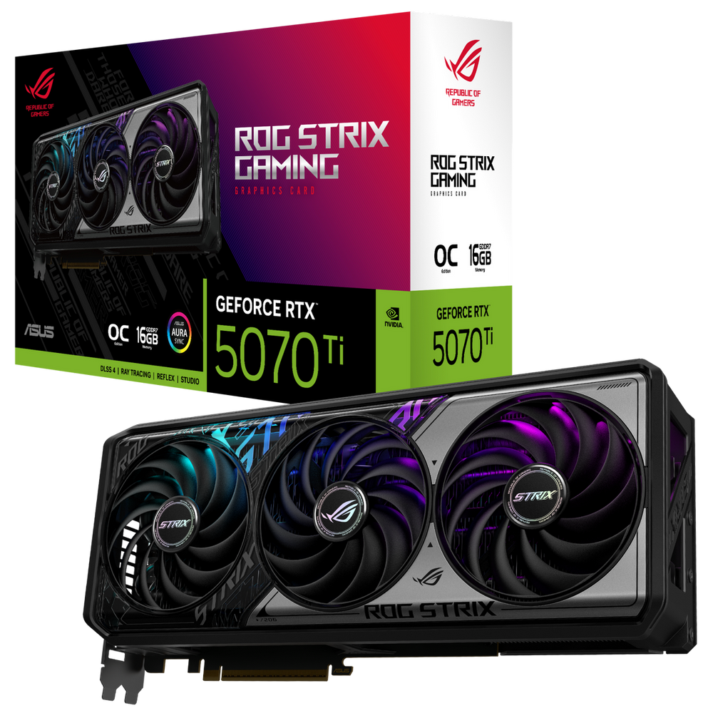 Видеокарта ASUS RTX5070Ti ROG STRIX OC 16GB GDDR7 256bit 3xDP 2xHDMI 3FAN RTL [ROG-STRIX-RTX5070TI-O16G-GAMING] (90YV0M90-M0NA00)