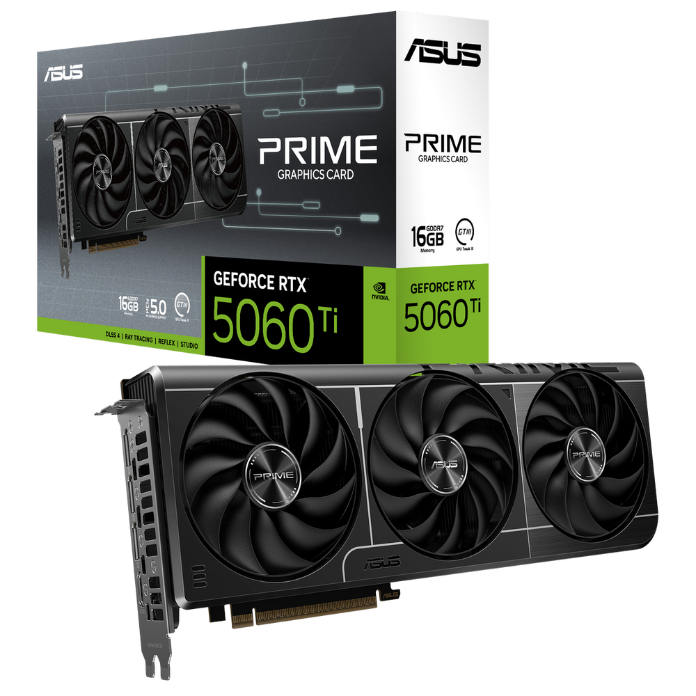 Видеокарта ASUS RTX5060Ti PRIME 16GB GDDR7 128bit 3xDP HDMI 3FAN RTL [PRIME-RTX5060TI-16G] (90YV0MH3-M0NA00)