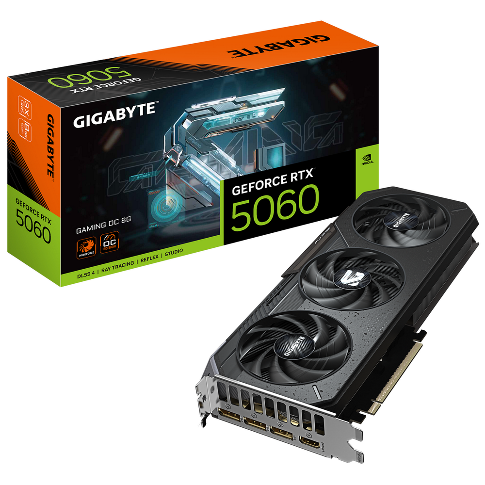 Видеокарта Gigabyte RTX5060 GAMING OC 8GB GDDR7 128bit 3xDP HDMI 3FAN RTL (GV-N5060GAMING OC-8GD)