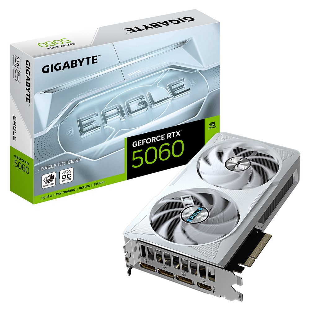 Видеокарта Gigabyte RTX5060 EAGLE OC ICE 8GB GDDR7 128bit 3xDP HDMI 2FAN RTL (GV-N5060EAGLEOC ICE-8GD)