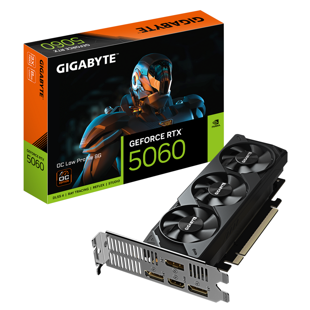 Видеокарта Gigabyte RTX5060 OC Low Profile 8GB GDDR7 128bit 3xDP HDMI 3FAN LP RTL (GV-N5060OC-8GL)