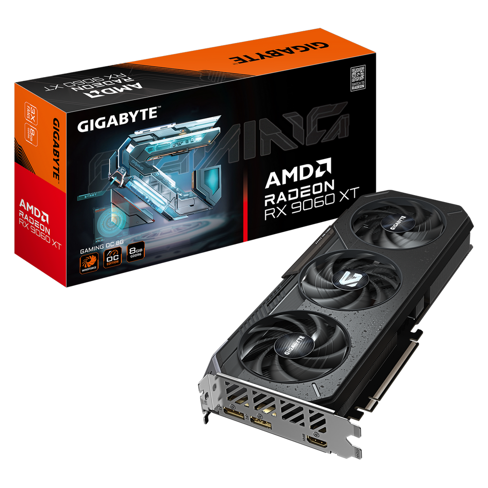Видеокарта Gigabyte RX9060XT GAMING OC 8GB GDDR6 128bit 2xDP HDMI 3FAN RTL (GV-R9060XTGAMING OC-8GD)